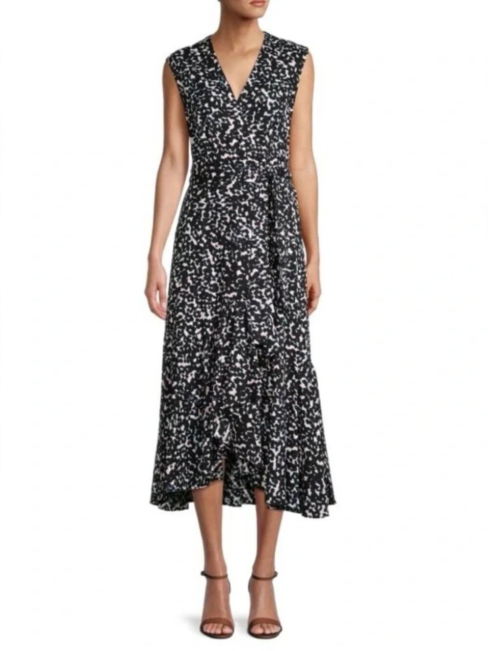 REBECCA TAYLOR Leopard Midi Wrap Dress Size 4